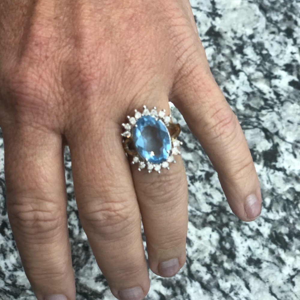 Blue Topaz and Diamond Cocktail Ring